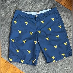 West Virginia University Ovation Blue Shorts with Gold Button and WV